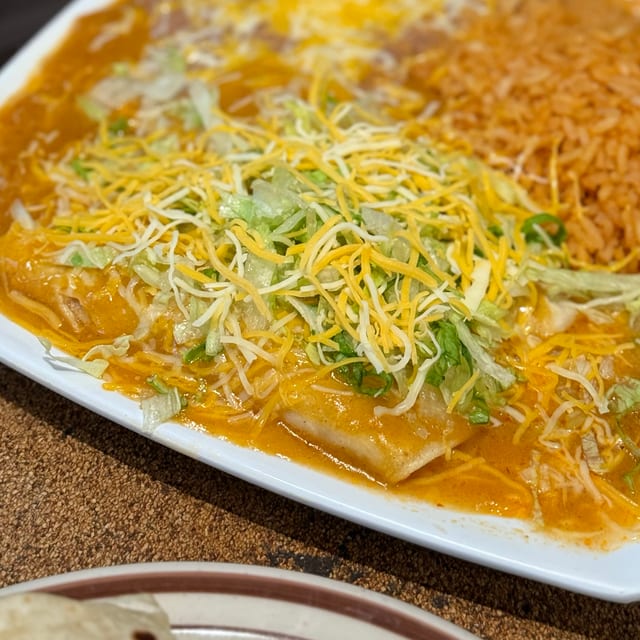 2 Shredded Beef Enchiladas.